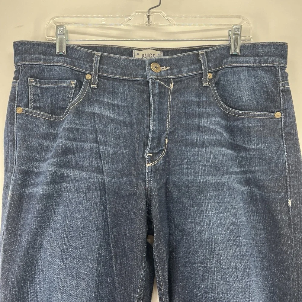 Paige Men Jeans Normandie Straight Leg Stretch Dark Wash Denim Blue Sz 34 38x31